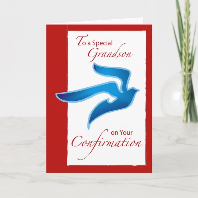 Tarjeta Confirmación del nieto, paloma azul (Anverso)