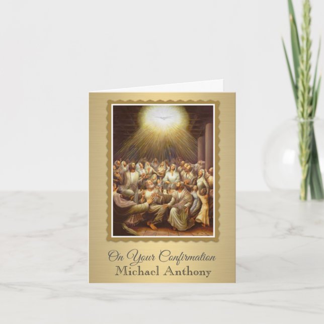 Tarjeta Confirmación Espíritu Santo Apóstoles Virgen María (Anverso)