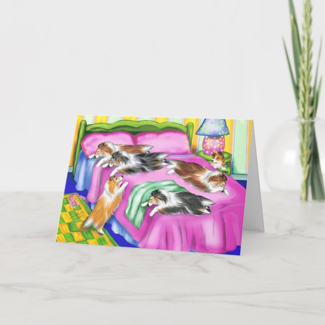 Tarjeta Confort rosa Sheltie (Anverso)