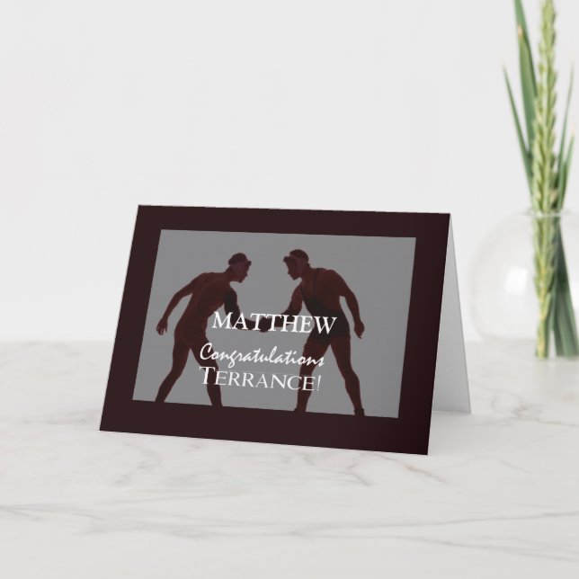 Tarjeta Congrat de lucha personalizado del deporte, negro (Anverso)