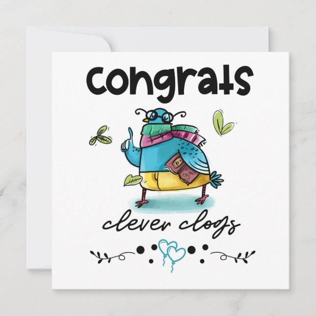 Tarjeta Congrats Clever Clogs Personalizado Pigeon Humor C (Anverso)