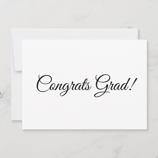 Tarjeta Congrats grad black script calligraphy elegante (Anverso)