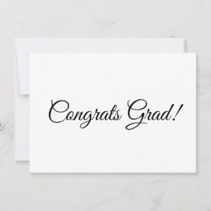 Tarjeta Congrats grad black script calligraphy elegante