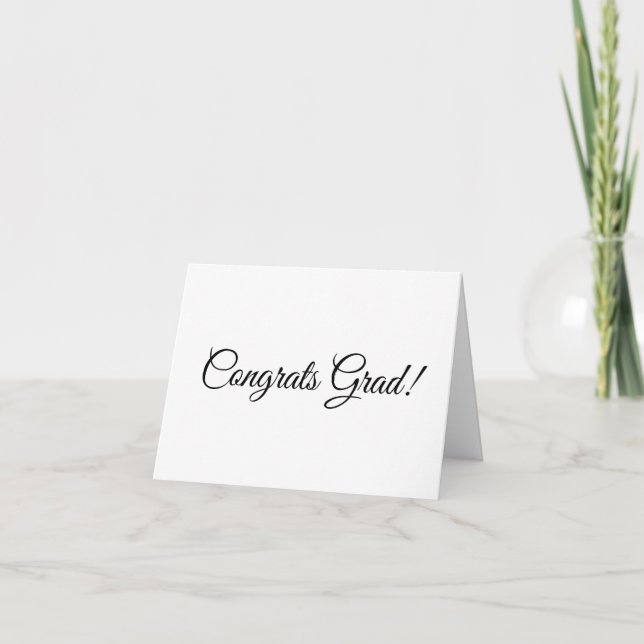 Tarjeta Congrats grad black script calligraphy elegante (Anverso)