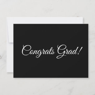 Tarjeta Congrats grad blanco negro caligrafía elegante
