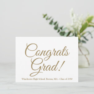 Tarjeta Congrats grad clase de oro año elegante