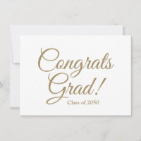 Congrats grad oro personalizado blanco guión elega