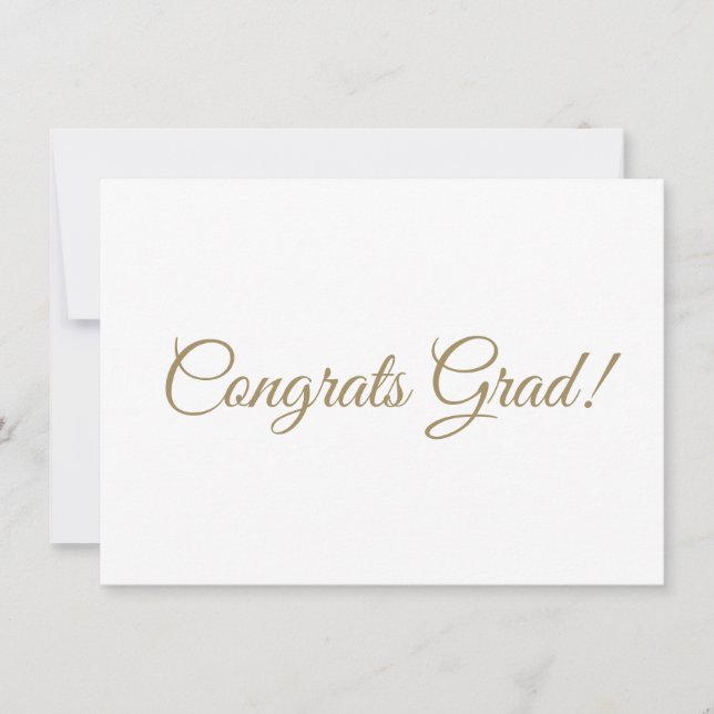 Tarjeta Congrats grad oro script caligrafía elegante (Anverso)