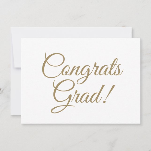 Tarjeta Congrats grad white gold script calligraphy simple (Anverso)