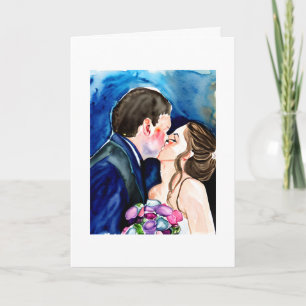 Tarjeta Congratulations   Arte acuarela de Kiss Bodas