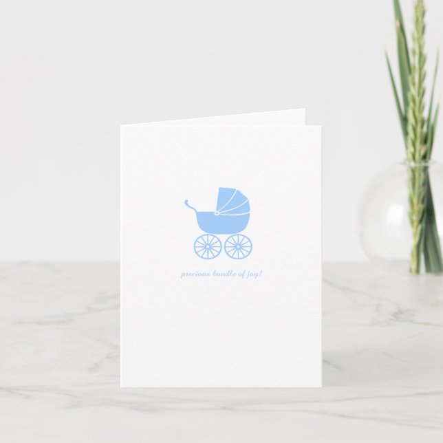 Tarjeta Congratulations Baby Shower Card Blue Stroller (Anverso)