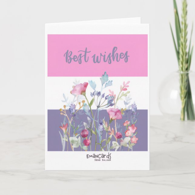 Tarjeta Congratulations - Best Wishes with Flowers (Anverso)
