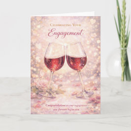 Tarjeta Congratulations Engagement Card - Wine Glasses