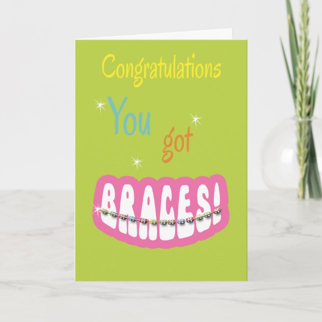 Tarjeta Congratulations Getting Braces - Braces Smile Girl (Anverso)