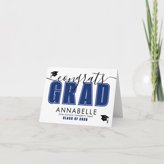 Tarjeta Congratulations Grad Blue Graduation (Anverso)