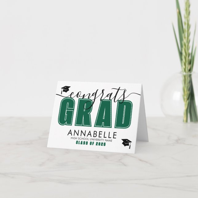 Tarjeta Congratulations Grad Green Graduation (Anverso)