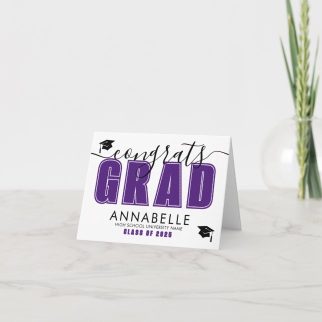 Tarjeta Congratulations Grad Purple Graduation (Anverso)