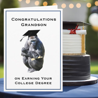 Tarjeta Congratulations Grandson  Degree Funny Gorilla