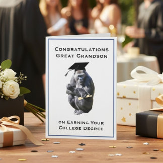Tarjeta Congratulations GreatGrandson Degree Funny Gorilla