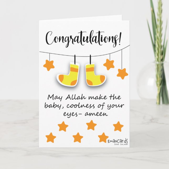 Tarjeta Congratulations - New Born (Cute Yellow Socks) (Anverso)