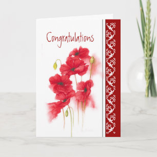 Tarjeta Congratulations New Job Red Poppies Garden Flower