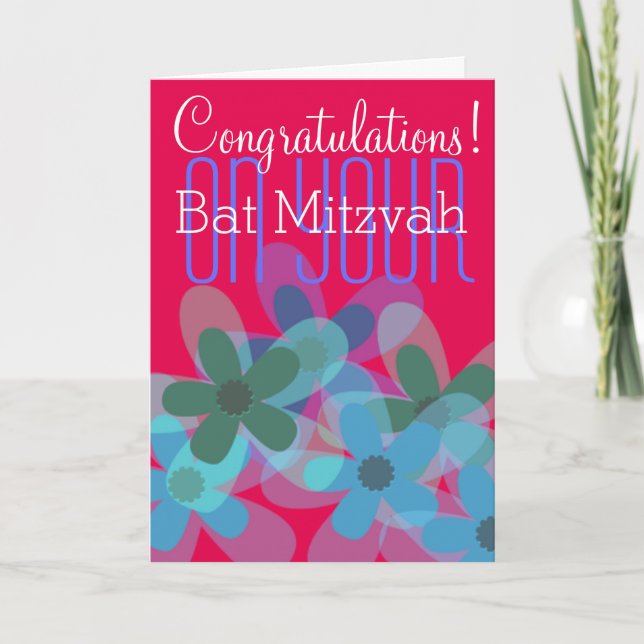 Tarjeta Congratulations on your Bat Mitzvah floral (Anverso)