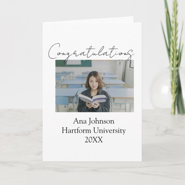Tarjeta Congratulations photo graduate name university yea (Anverso)