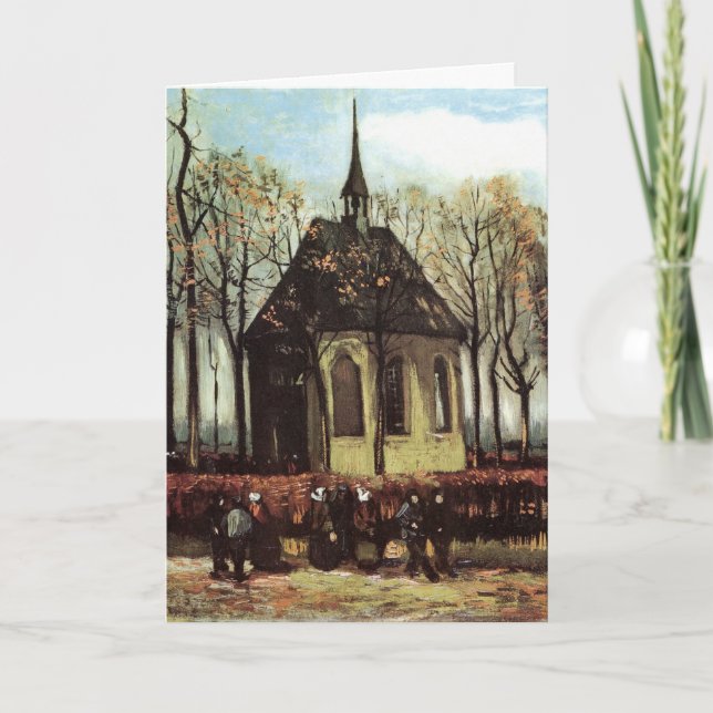 Tarjeta Congregación en Church, Nuenen de Vincent van Gogh (Anverso)
