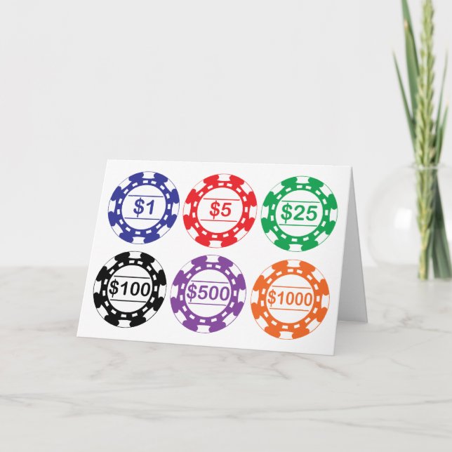 Tarjeta Conjunto De 6 Chips De Casino (Anverso)