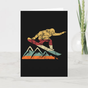 Tarjeta Conjunto Retro de Snowboard Esquí Esquí Esquiador