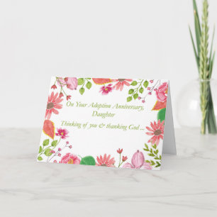Tarjeta Conmemoración de la Adopción de la Hija Flores Acu