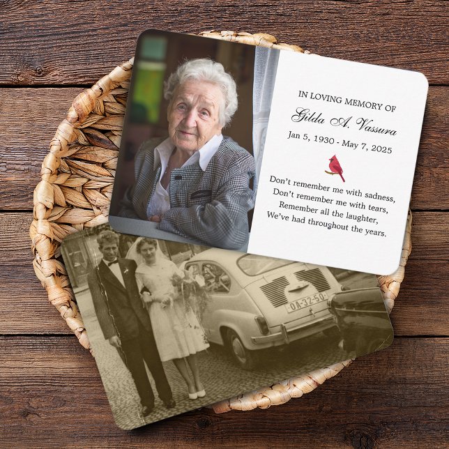 Tarjeta conmemorativa 2 Foto Cardenal (Memorial Card 2 Photo Cardinal)