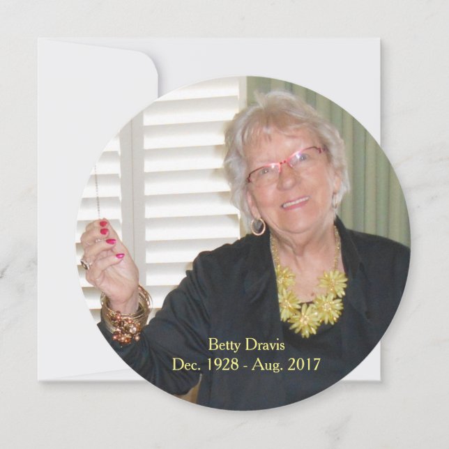 Tarjeta conmemorativa, aviso de despido, funeral,  (Anverso)