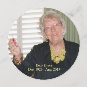 Tarjeta conmemorativa, aviso de despido, funeral, 