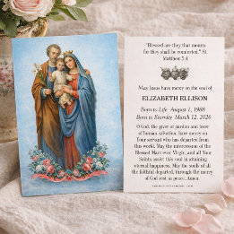 Tarjeta conmemorativa católica de funeral de la Sa