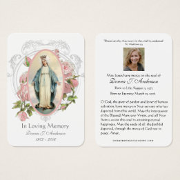 Tarjeta conmemorativa católica de funeral de la Vi