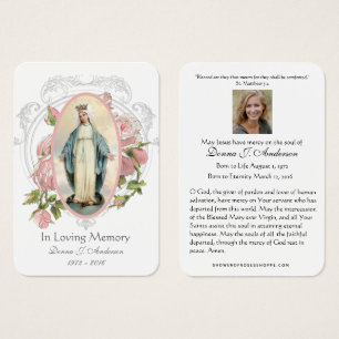 Tarjeta conmemorativa católica de funeral de la Vi