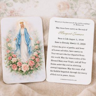 Tarjeta conmemorativa católica de funeral de la Vi