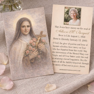 Tarjeta conmemorativa católica de funeral de Sta. 
