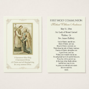Tarjeta conmemorativa católica de la Comunión del 