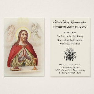 Tarjeta conmemorativa católica de la Primera Comun