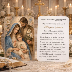 Tarjeta conmemorativa católica de la Sagrada Famil