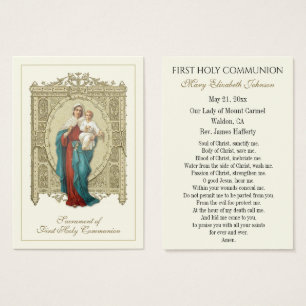 Tarjeta conmemorativa católica de Primera Comunión
