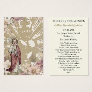 Tarjeta conmemorativa católica de Primera Comunión