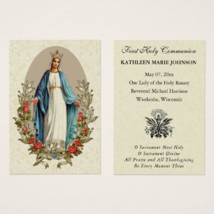 Tarjeta conmemorativa católica de Primera Comunión
