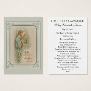 Tarjeta conmemorativa católica de Primera Comunión