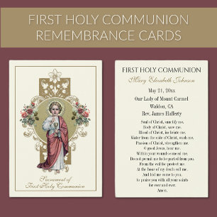 Tarjeta conmemorativa católica de Primera Comunión