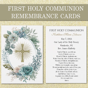 Tarjeta conmemorativa católica de Primera Comunión