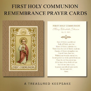 Tarjeta conmemorativa católica de Primera Comunión
