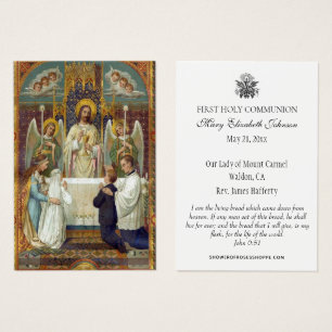 Tarjeta conmemorativa católica de Primera Comunión